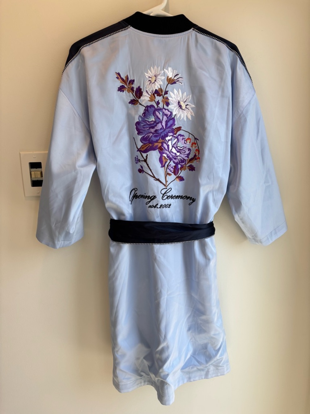 OPENING CEREMONY 2002 Silk Kimono Robe Reversible Blue XS Fits to Med